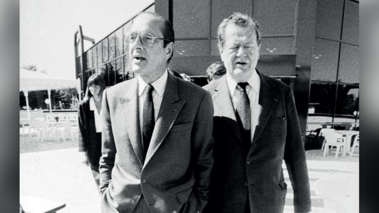 Jacques Chirac et Olivier Guichard à l'inauguration d'Atlantia (1987)